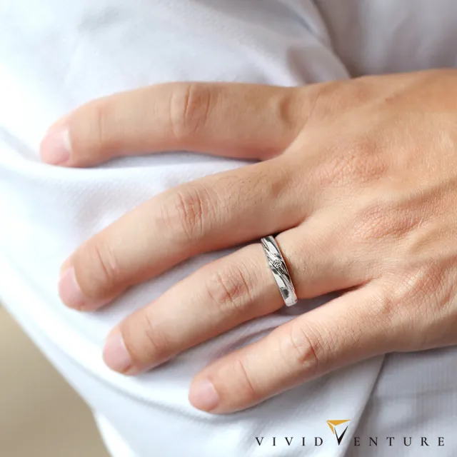 【Vividventure 亞帝芬奇】14K 天然鑽石 GIA 30分 FSI2 戒指+10分 鑽石 男戒 愛的綻放(對戒 結婚 套組)