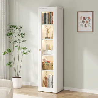 【慢慢家居】專人組裝-單門款-全碳鋼超耐重現代簡約收納櫃展示櫃書櫃(鐵藝收納櫃 儲物櫃 鋼化玻璃櫃門)