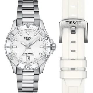 【TISSOT 天梭】Seastar 1000海星300米潛水錶-36mm/白 618 送禮(T1202101101100)