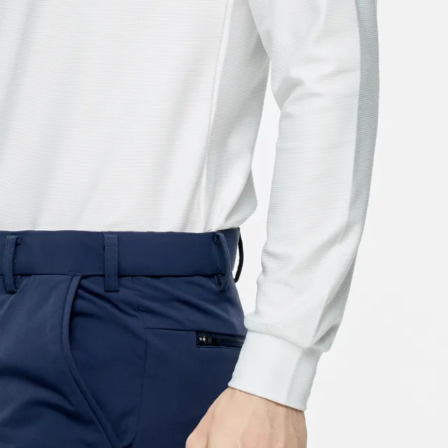 【PING】男款暗釦吸濕排汗薄長袖POLO衫-白(GOLF/高爾夫球衫/PA25209-87)