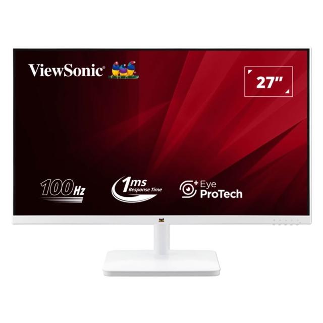 2入組★【ViewSonic 優派】VA2732-H-W-2 27型 IPS FHD 100Hz 商用護眼窄邊框白色螢幕(護眼技術/1ms)