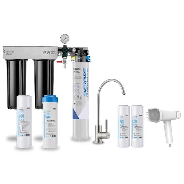 【EVERPURE 愛惠浦】櫥下型 PURVIVE Trio-H300NXT三道式生飲淨水器(升級不鏽鋼龍頭/前置樹脂+中空絲膜)