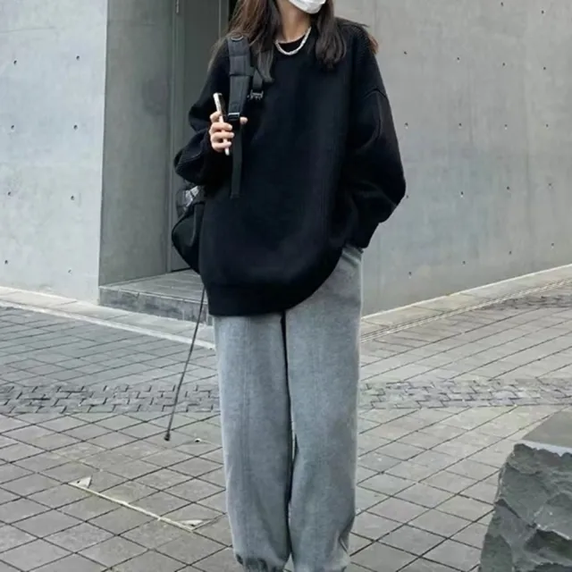 【D.studio】韓版寬鬆針織上衣(毛衣長袖上衣衣服保暖上衣冬天女裝秋冬女裝長袖t恤W625)