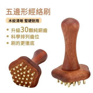 【The Rare】30齒烏檀木黃銅經絡刷 全身疏通按摩刷 手臂按摩 肚子按摩 黃銅刷 活筋刷