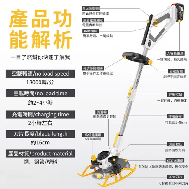 【Ogula小倉】割草機 十節電池-單電20000M-BSMI檢驗字號：R3E558(除草機/打草機/電動割草機)