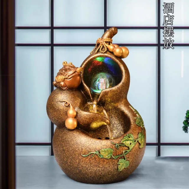Loha 樂活家】風水輪招財流水葫蘆擺件(招財聚寶盆禮品循環流水擺件桌面