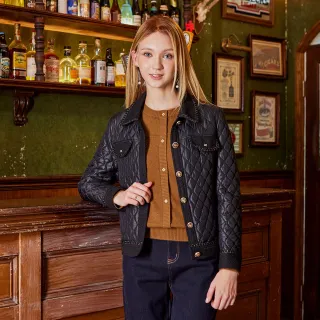 【MYVEGA 麥雪爾】MA小香風花呢拼接菱格紋外套-黑(通勤風/)