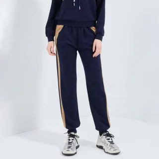 【HONOR 山形屋】休閒拼色口袋鬆緊束口褲-藍