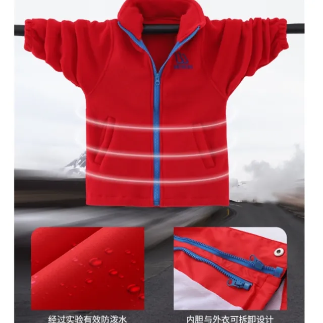 【橘魔法】大童 迷彩拚色長袖風衣外套(防風 兩件式可拆 厚 衝鋒衣 長袖 連帽 外套 保暖 親子款 男童 兒童)