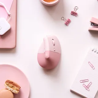 【Logitech 羅技】Lift 人體工學垂直無線藍牙滑鼠(玫瑰粉)