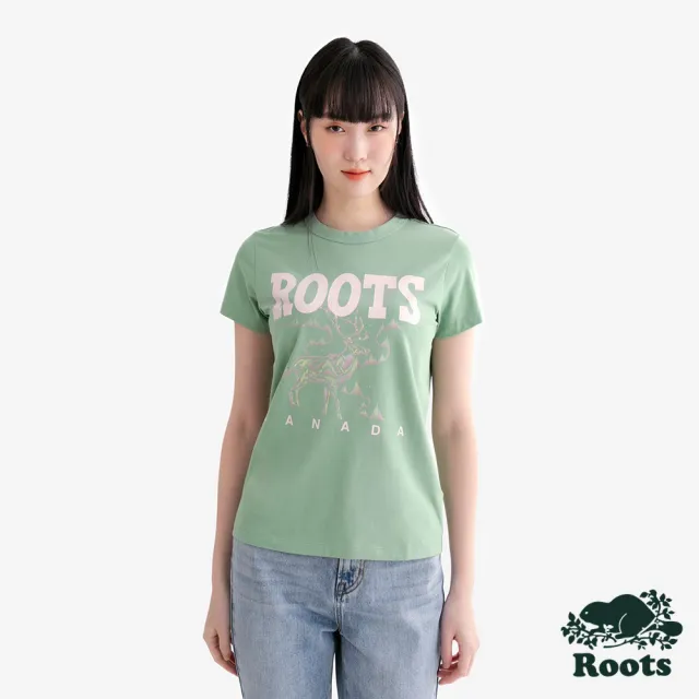 【Roots】Roots女裝- AURORA ANIMAL CLASSIC 短袖上衣(羅勒綠)