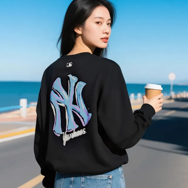 【MLB】背後大Logo長袖大學T 紐約洋基隊(3AMTB3254-50BKS)