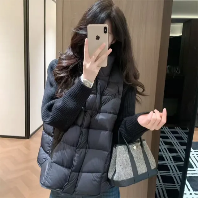 【巴黎精品】頂級真羽絨外套90%鴨絨羽絨衣秋冬外套上衣大碼休閒女裝(針織拼接甜美短款4色n1lr67)