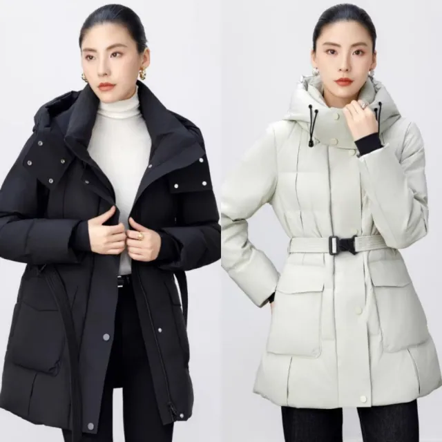 【巴黎精品】頂級真羽絨外套90%鴨絨羽絨衣秋冬外套上衣大碼休閒女裝(連帽收腰衝鋒長款2色n1lr51)