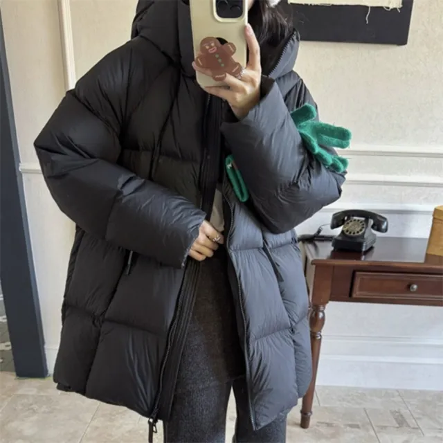 【巴黎精品】頂級真羽絨外套90%鴨絨羽絨衣秋冬外套上衣大碼休閒女裝(連帽清新泡芙長款4色n1lr27)