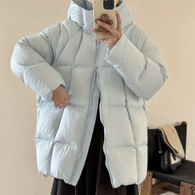 【巴黎精品】頂級真羽絨外套90%鴨絨羽絨衣秋冬外套上衣大碼休閒女裝(連帽清新泡芙長款4色n1lr27)