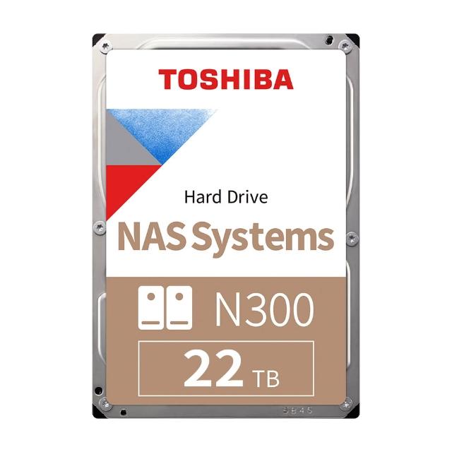 2入組【TOSHIBA 東芝】N300系列 3.5吋 22TB 7200轉 512MB NAS內接硬碟(HDWG62CAZSTA)