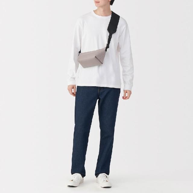 【MUJI 無印良品】再生聚酯纖維寬背帶迷你肩背包(黑色/深米)