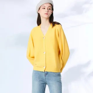 【GLORY21】網路限定款-etc.優雅水鑽開襟針織外套(黃色)