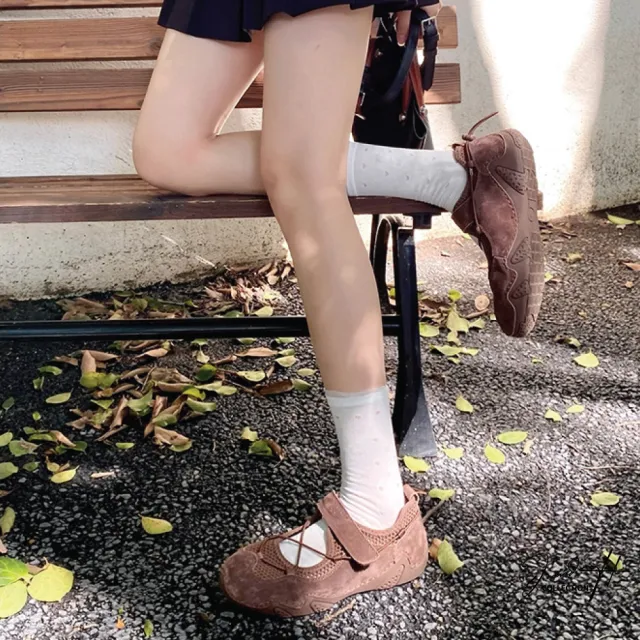 【J&H collection】真皮增高厚底鏤空瑪莉珍芭蕾舞鞋 休閒鞋(米色/棕色/黑色)