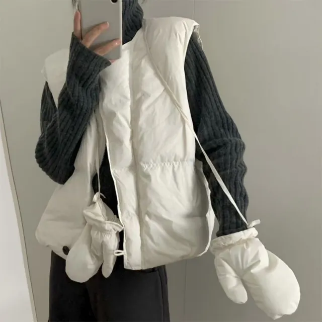 【巴黎精品】頂級真羽絨背心90%鴨絨羽絨衣秋冬外套上衣大碼休閒女裝(圓領附手套短款5色n1lr46)