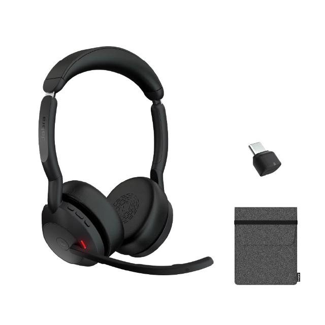 捷波朗(Jabra) Evolve2 55 UC 藍芽耳機，專為辦公設計的頭戴式無線耳機，支援藍芽5.2版本，提供優異降噪效果與舒適佩戴，適合電腦辦公、線上會議及長時間使用，提升溝通效率與生產力。