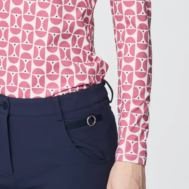 【PING】女款普普風銀離子薄長袖POLO衫-玫瑰紅(吸濕排汗/抗菌防臭/GOLF/高爾夫球衫/RA25202-17)