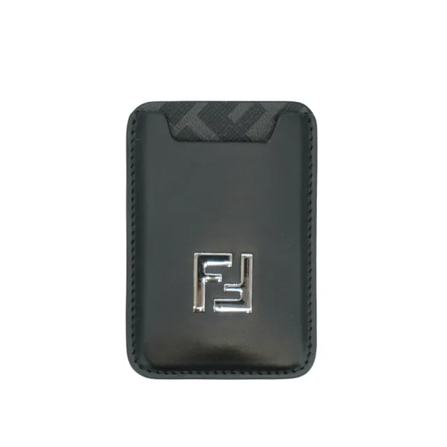 【FENDI 芬迪】Squared FF logo MagSafe 磁吸手機卡片套(7M0364-黑灰)