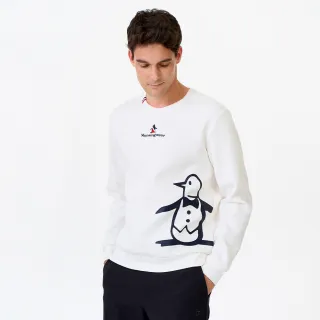 【Munsingwear】企鵝牌 網路獨家 男款白色大LOGO撞色印花長袖T恤 MGWL2806