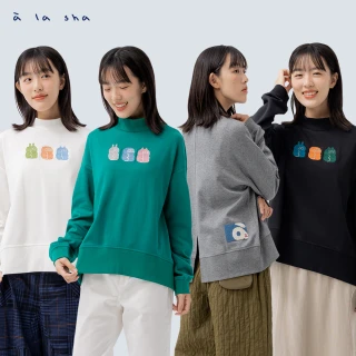 【a la sha】獨家魅力價1111↘動物排排坐高領落肩T