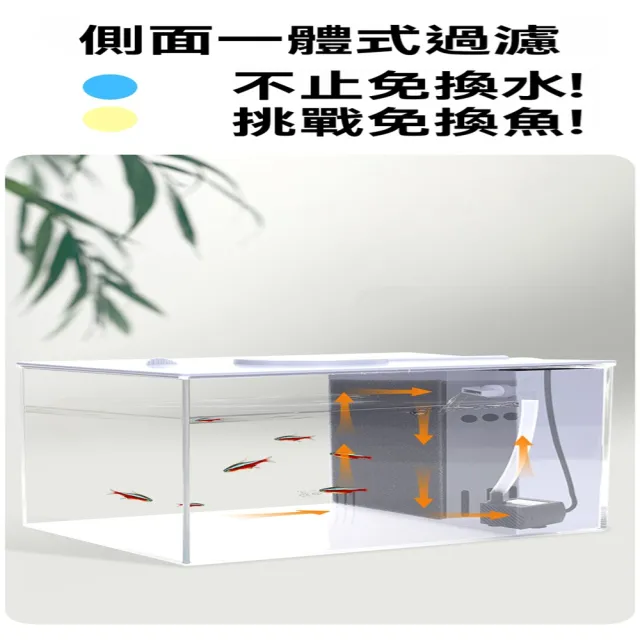 【星治】桌面魚缸 一體式側濾魚缸 制氧側濾一體免換水魚缸 預計10個工作天送達(升級款 長20*寬15*高15公分)