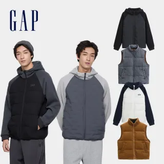 【GAP】男裝 Logo印花連帽羽絨/立領背心外套-多款任選(791880&791902&791910&791911)