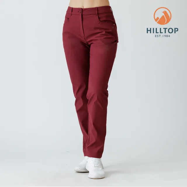 【Hilltop 山頂鳥】超潑水施華洛世奇水鑽撞釘保暖彈性長褲 女款 酒紅｜PH31XFR1ECH0