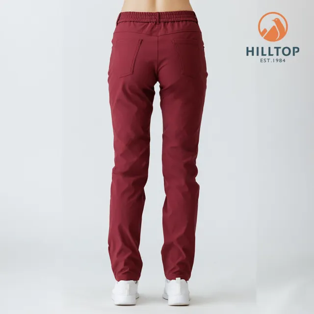 【Hilltop 山頂鳥】超潑水施華洛世奇水鑽撞釘保暖彈性長褲 女款 酒紅｜PH31XFR1ECH0