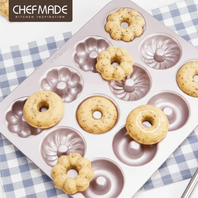 【美國Chefmade】甜甜圈造型 12連不沾烤模-3花款(CM003)