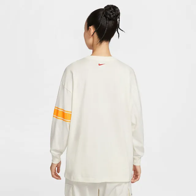 【NIKE 耐吉】長袖上衣 女 落肩寬鬆版型 AS W NSW LS TEE OS GCEL 米灰 IO0481-047