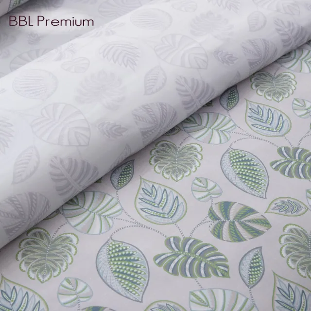 【BBL Premium】100%天絲印花兩用被床包組-綠意流光-葉影(雙人)