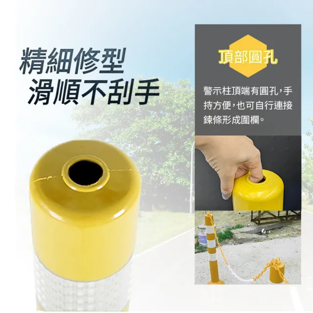 【百工良品】黃白警示柱 交通柱 防撞柱 分隔桿 反光柱 隔離柱 警示桿 黃色彈力柱 警示牌 立柱(190-RW755)