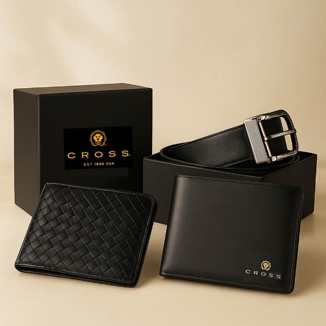【CROSS】限量2折 頂級小牛皮皮革男用皮夾/皮帶 全新專櫃展示品(送禮盒提袋 男夾)