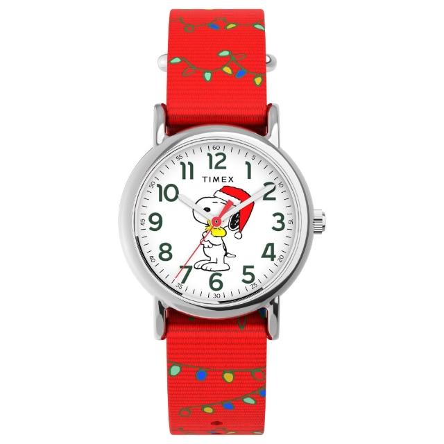 【TIMEX】天美時 x Peanuts Weekender 史努比聖誕帽 31 毫米 尼龍錶帶腕錶 紅 TXTW2Y39500