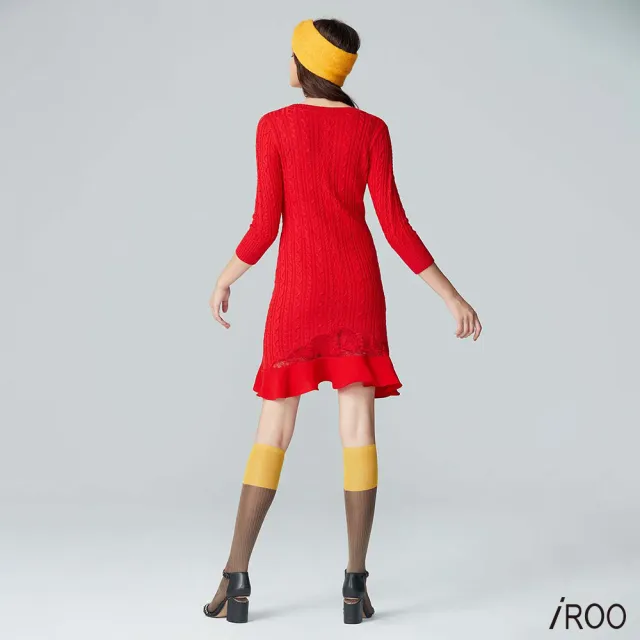 【iROO】花瓣般裙擺針織洋裝