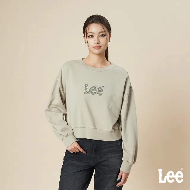 【Lee】女裝 長袖厚T / 短版 花卉刺繡LOGO 共3色 季節性版型(LB511030)
