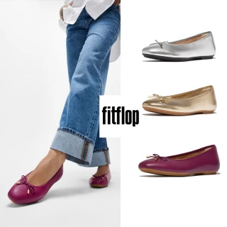 【FitFlop】DELICATO 蝴蝶結柔軟皮革芭蕾舞平底鞋-女(三色)