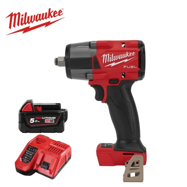 【Milwaukee 美沃奇】18V中扭無刷 1/2衝擊扳手M18FMTIW2F12(主機+單5.0電池+充電器)