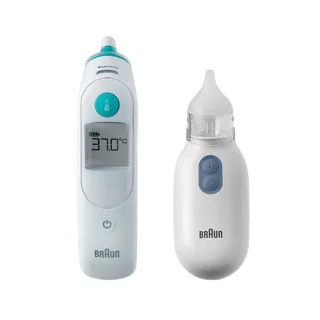 【BRAUN 百靈】新生彌月組★耳溫槍 IRT6030+吸鼻器 BNA100AU(兒科醫師首選品牌/彌月組/禮盒)