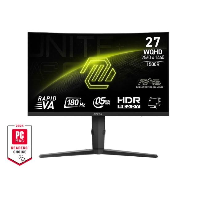 【MSI 微星】雷蛇有線電競滑鼠組★MAG 275CQPF 27型 180Hz 電競曲面螢幕(0.5ms/WQHD/HDR/1500R)
