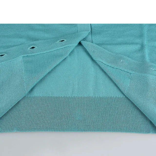【Paul Smith】PAUL SMITH 白簽字LOGO柔軟羊毛搭繽紛滾邊長袖V領5鈕釦開襟衫(女款/綠藍)