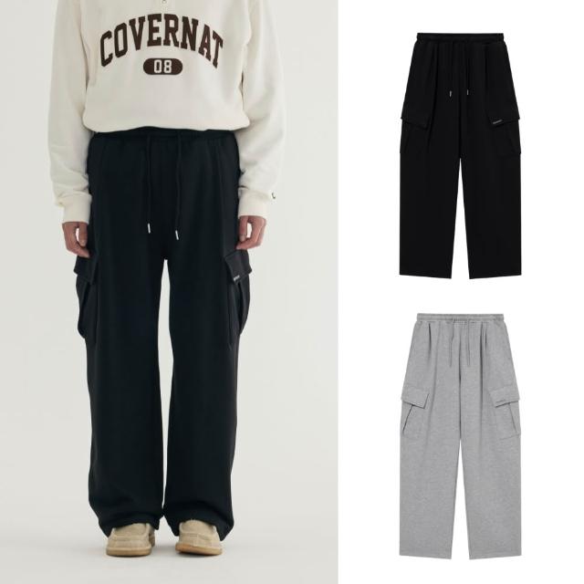 【COVERNAT】官方旗艦館 小Logo工裝長褲(UNI長褲 工裝褲 黑/混灰色)