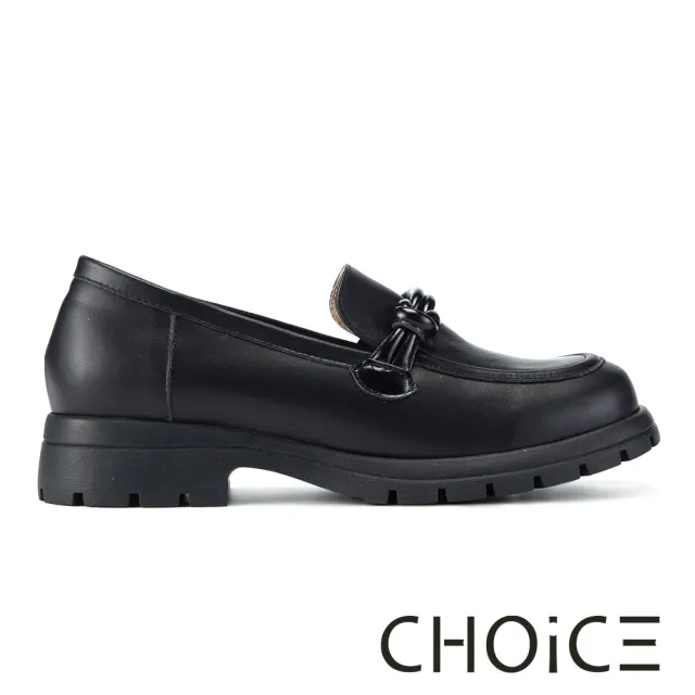 【CHOiCE】經典牛皮扭結厚底樂福鞋(黑色)