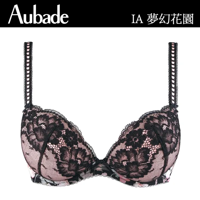 【Aubade】夢幻花園薄襯蕾絲內衣 性感內衣 法國進口 女內衣(IA-黑)